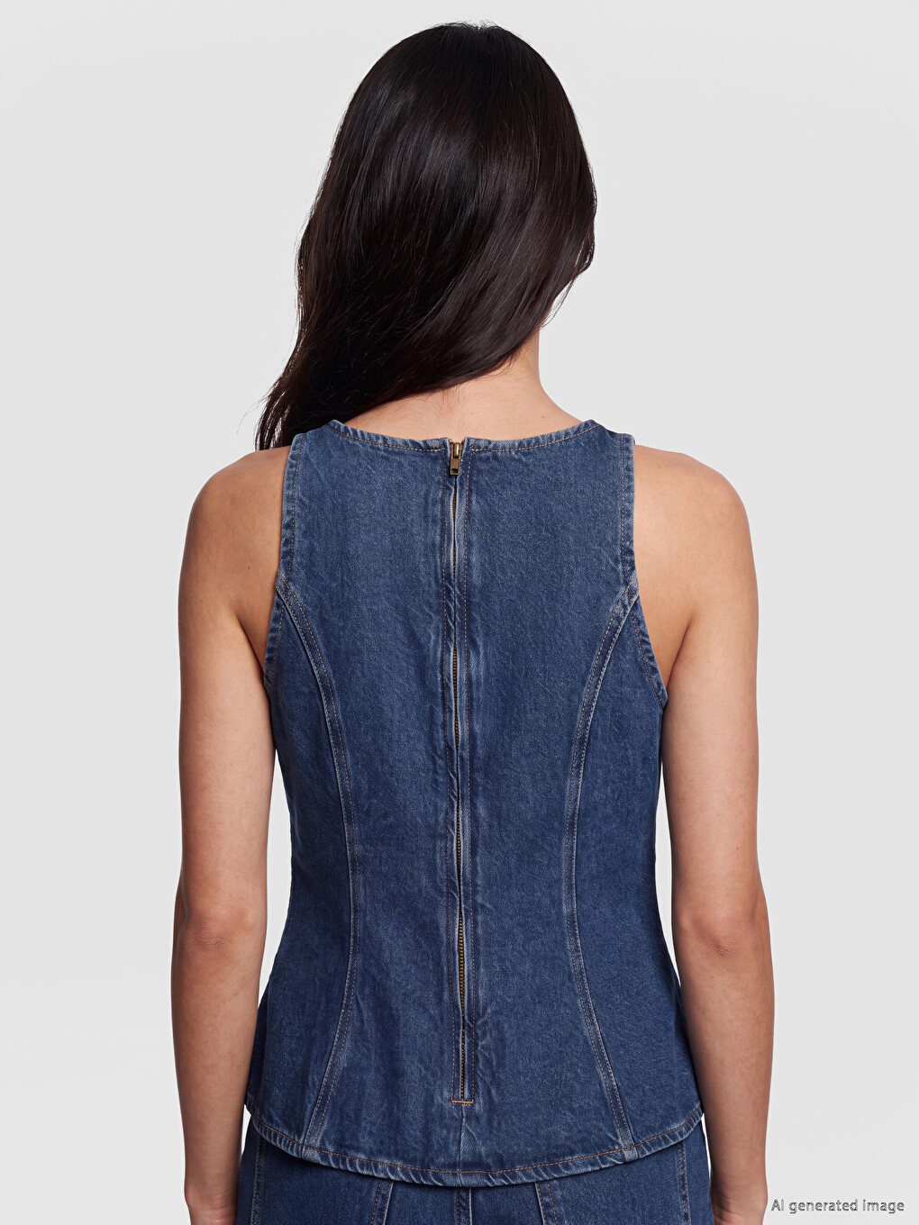 Crew Neck Jean Blouse-3