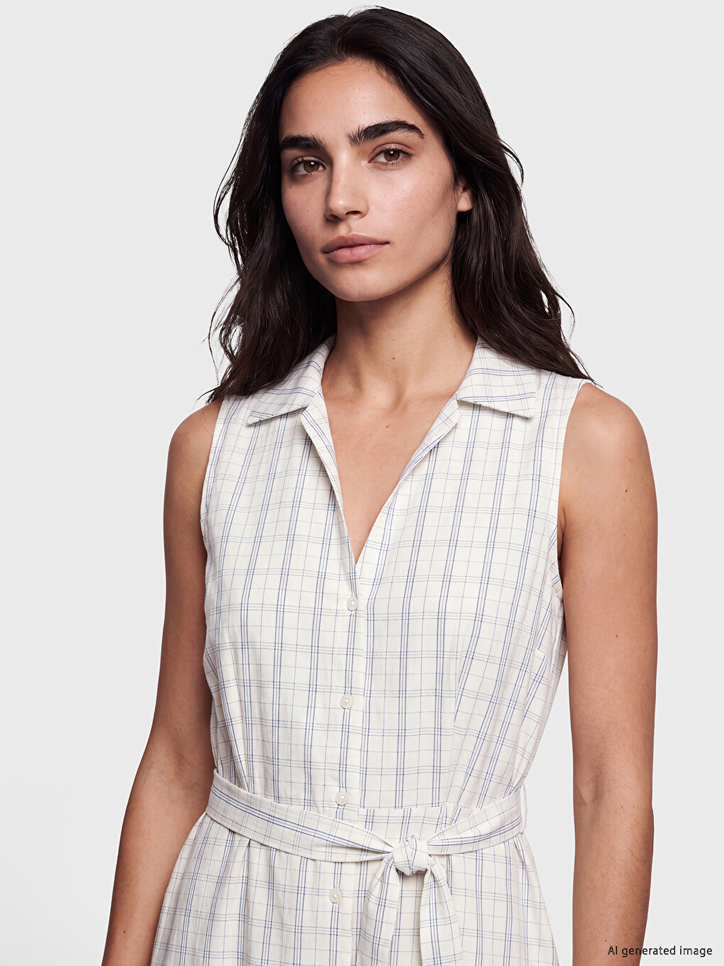 Plaid Sash Shirt Dress-1