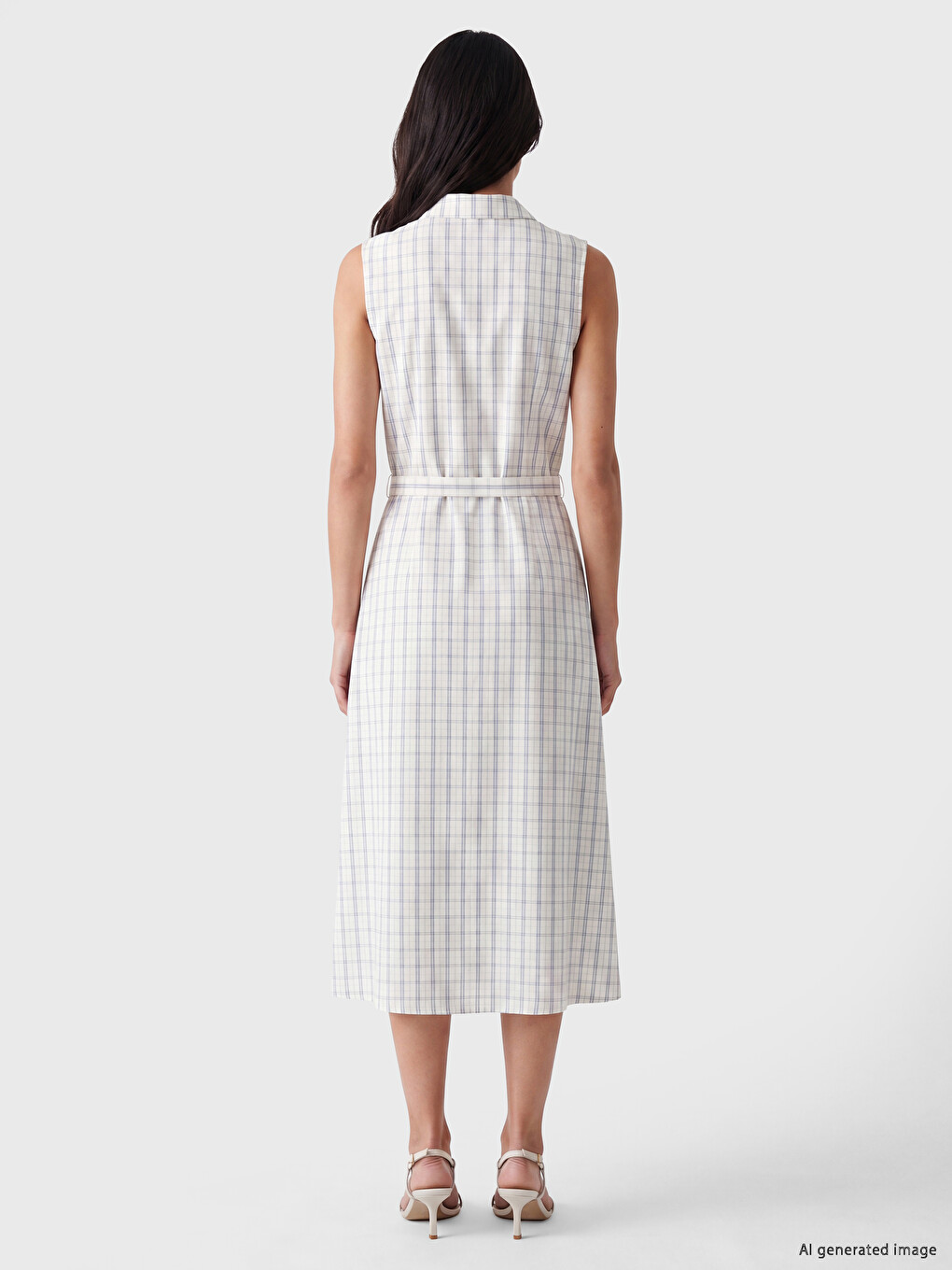 Plaid Sash Shirt Dress-3