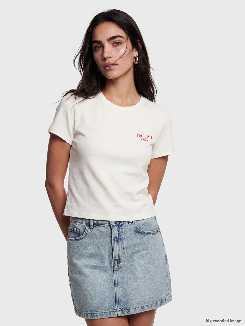 Crew Neck Malibu Printed Women's T-Shirt