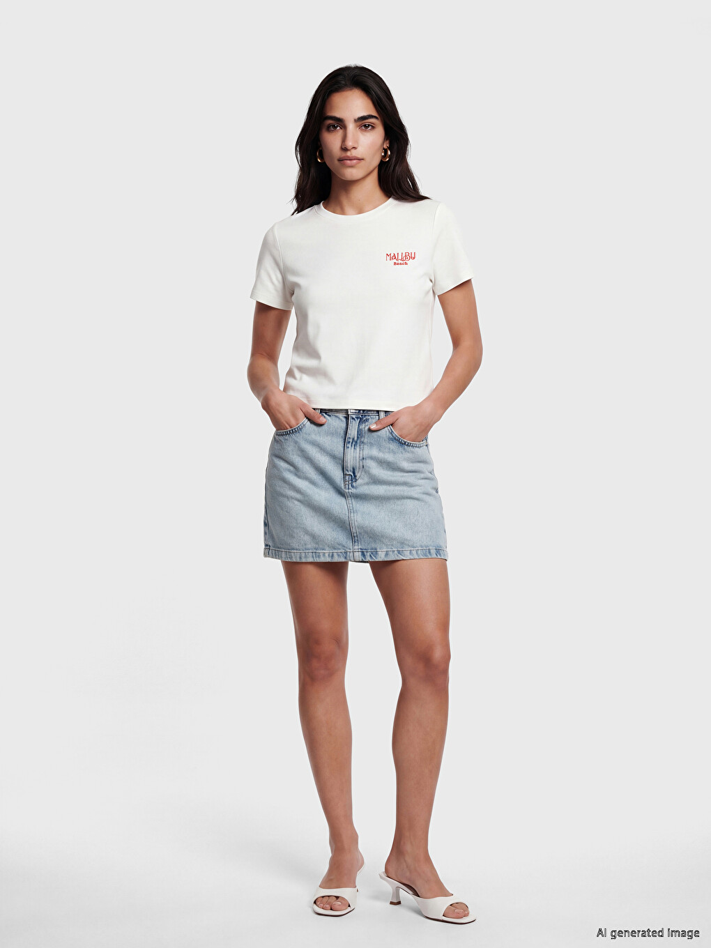 Crew Neck Malibu Printed Women's T-Shirt-1