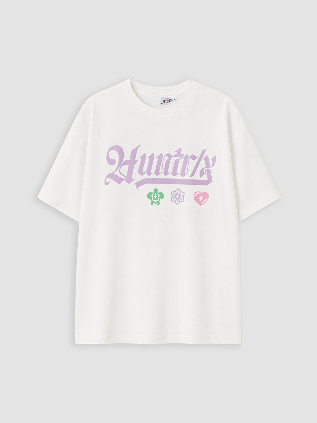 Beyaz K-pop Demon Hunters Baskılı Kız Çocuk Tişört