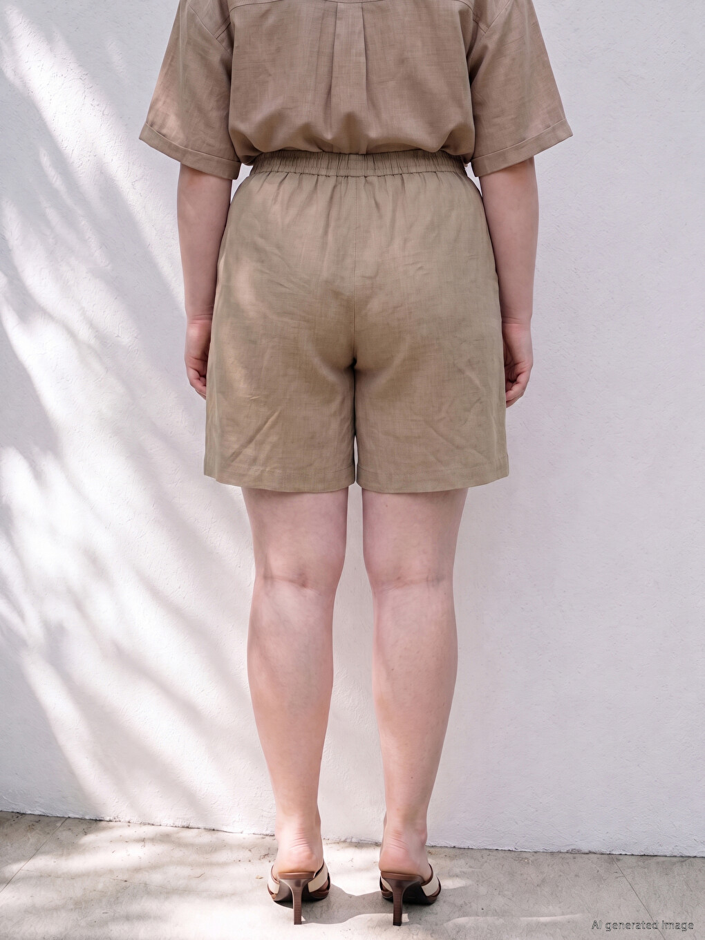 Shorts Femme Grande Taille Mélange De Lin-2
