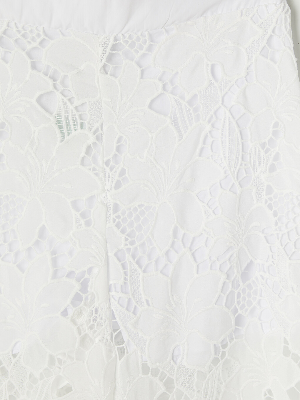 Beyaz Beli Lastikli Dantelli Geniş Paça Kadın Pantolon-5