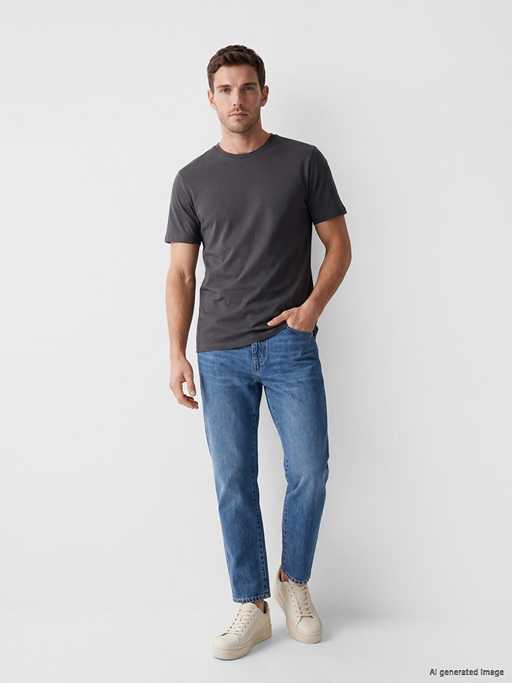 Regular Fit %100 Cotton Basic Men's T-Shirt 3-pack-2