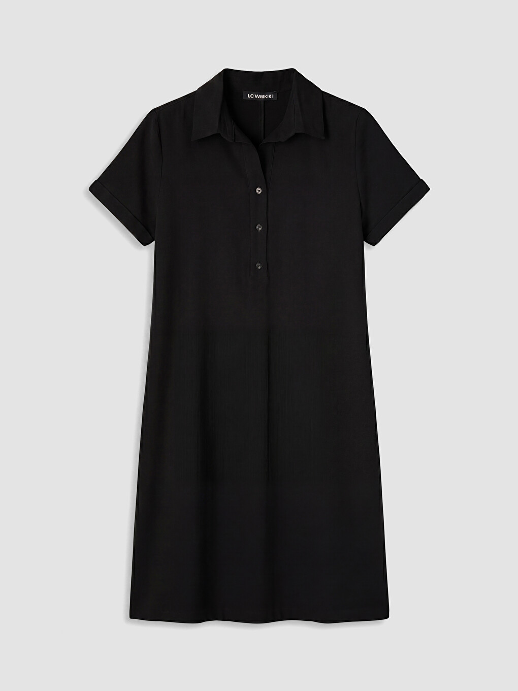 Siyah Polo Yaka Elbise-4