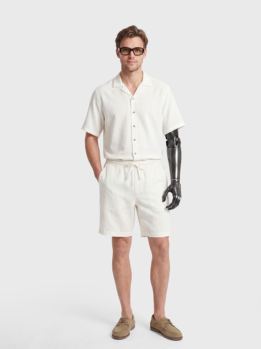 Regular Fit Linen Blend Men's Shorts