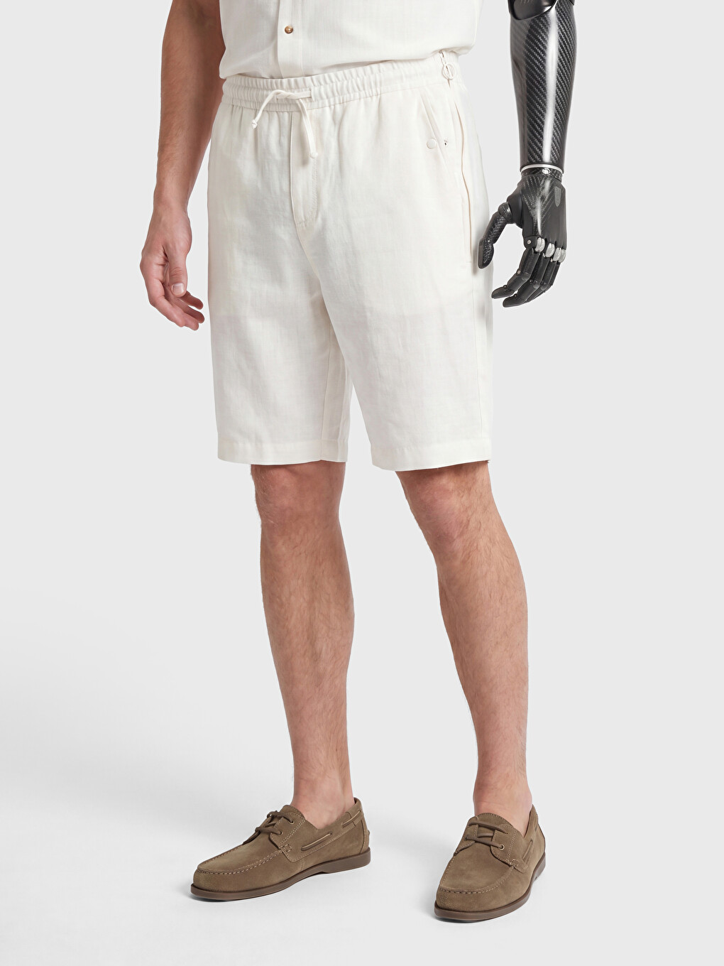 Regular Fit Linen Blend Men's Shorts-1