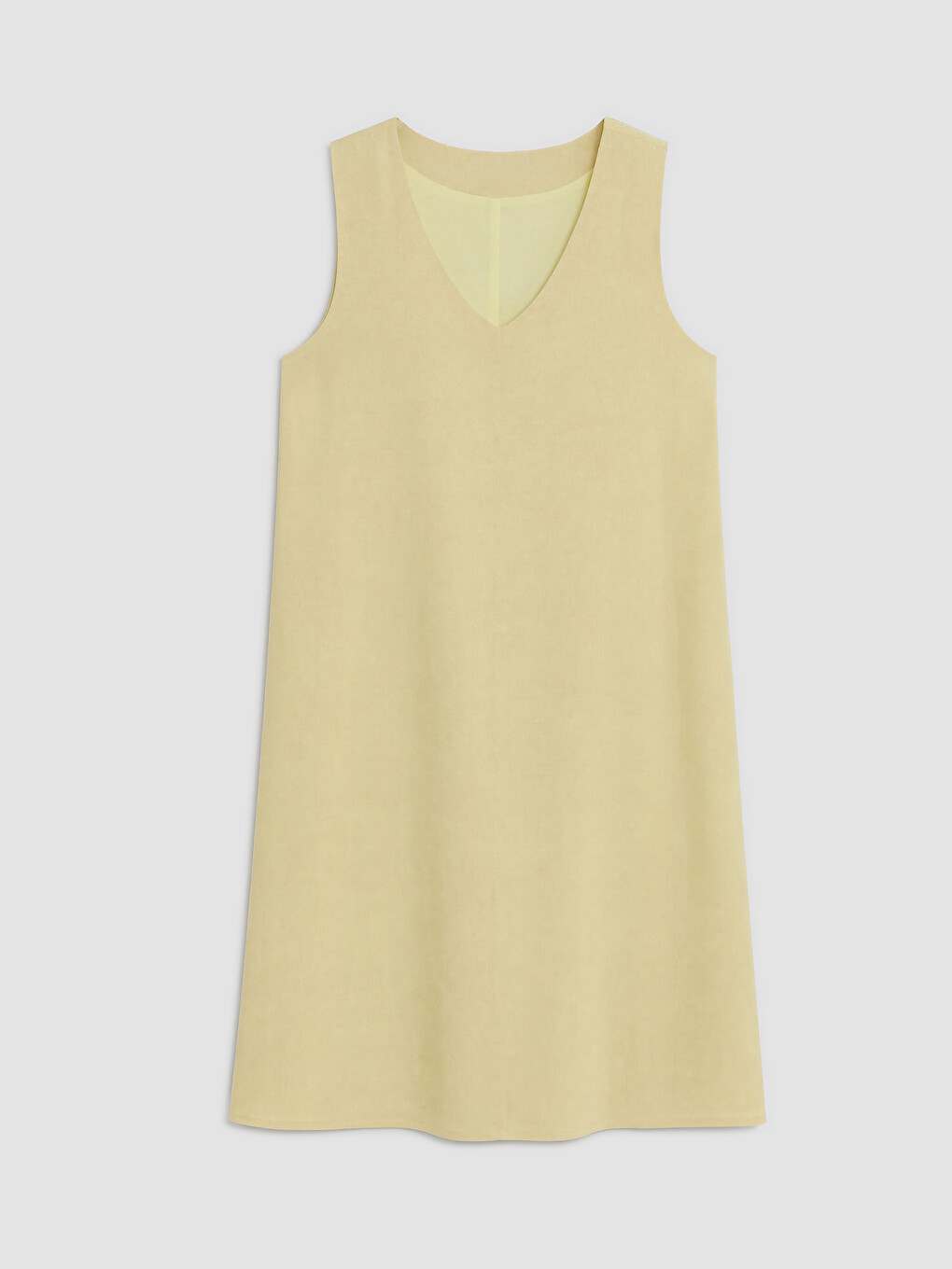 Sarı Büyük Beden Keten Karışımlı Elbise
