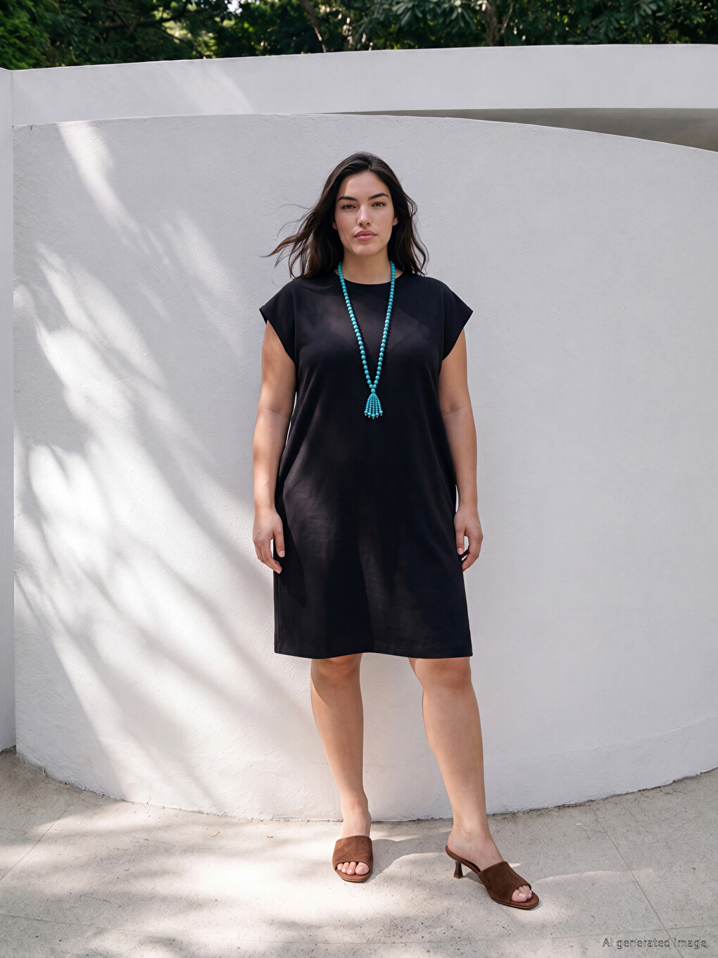 Crew Neck Linen Blend Mini Dress-3
