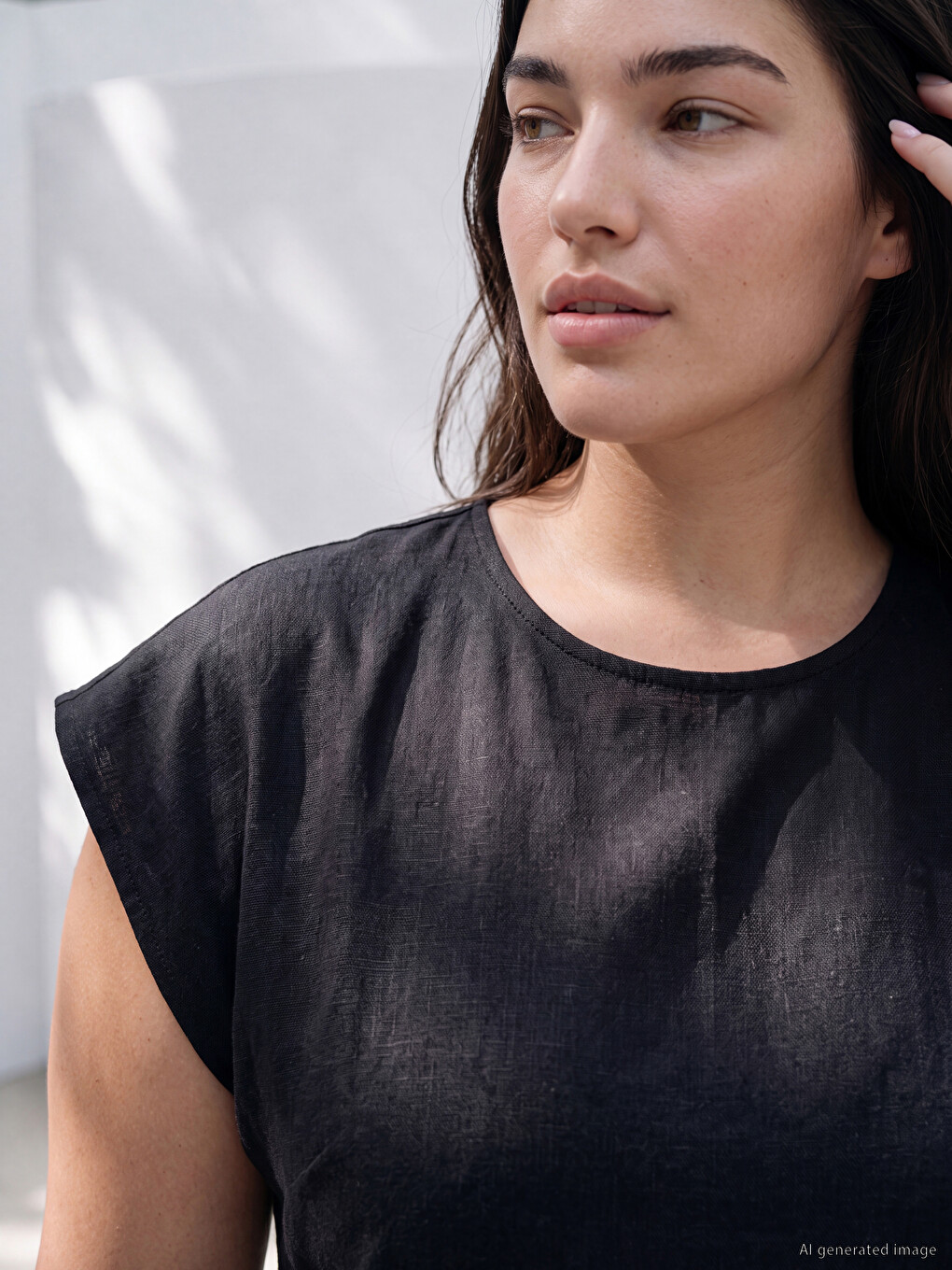 Crew Neck Linen Blend Mini Dress-4