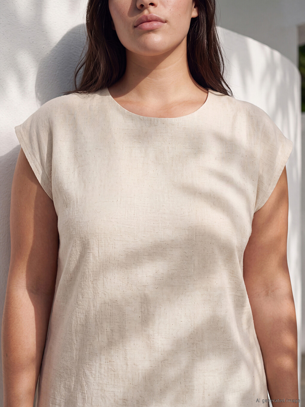 Crew Neck Linen Blend Mini Dress-4