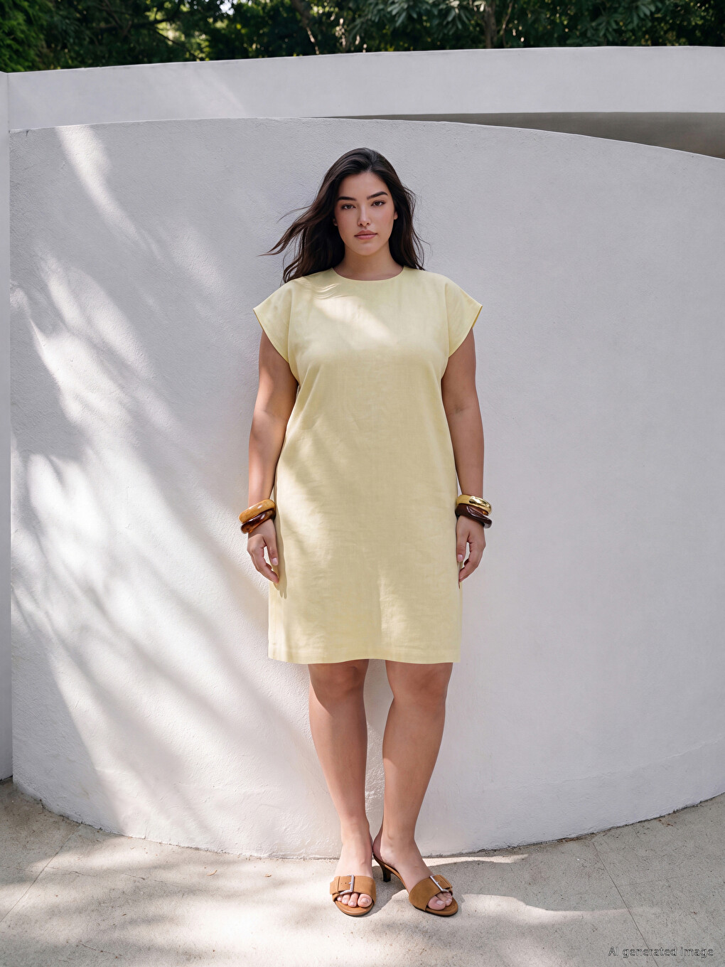 Crew Neck Linen Blend Mini Dress-3