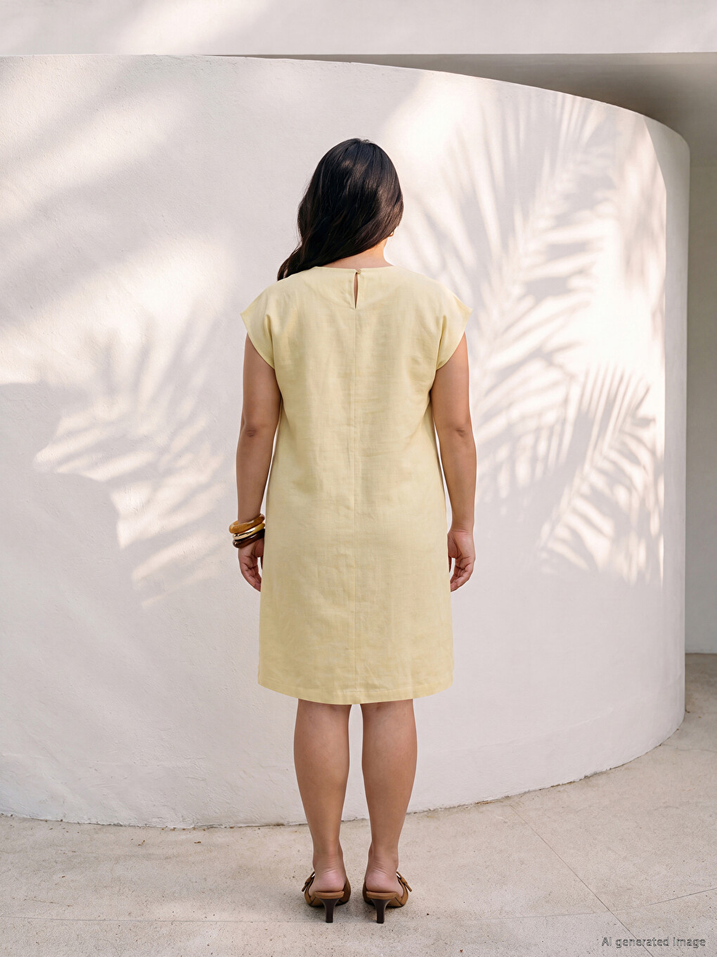 Crew Neck Linen Blend Mini Dress-5