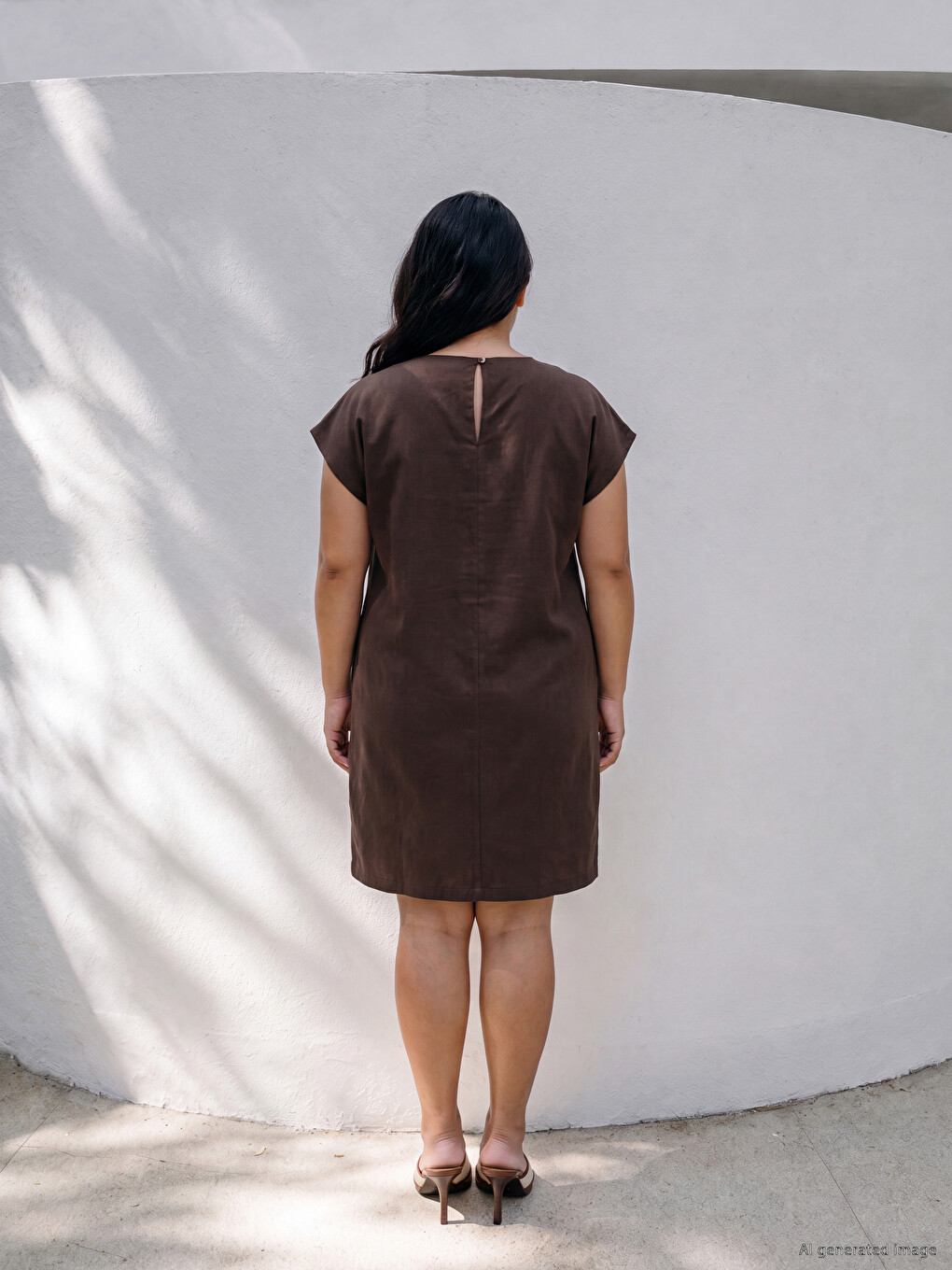 Crew Neck Linen Blend Mini Dress-5