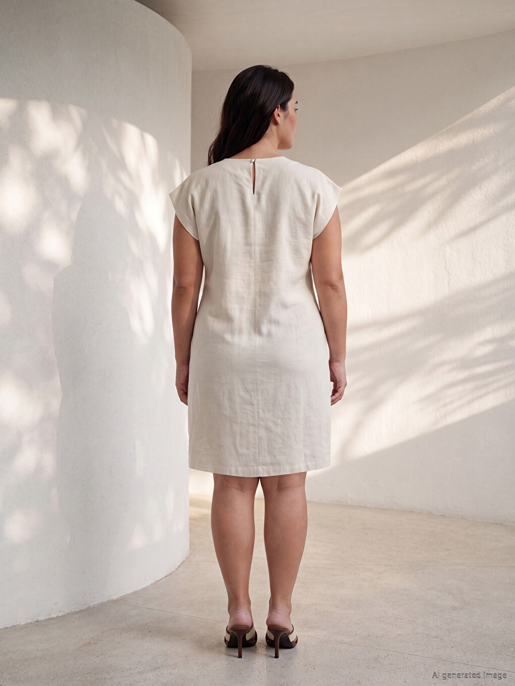 Crew Neck Linen Blend Mini Dress-8