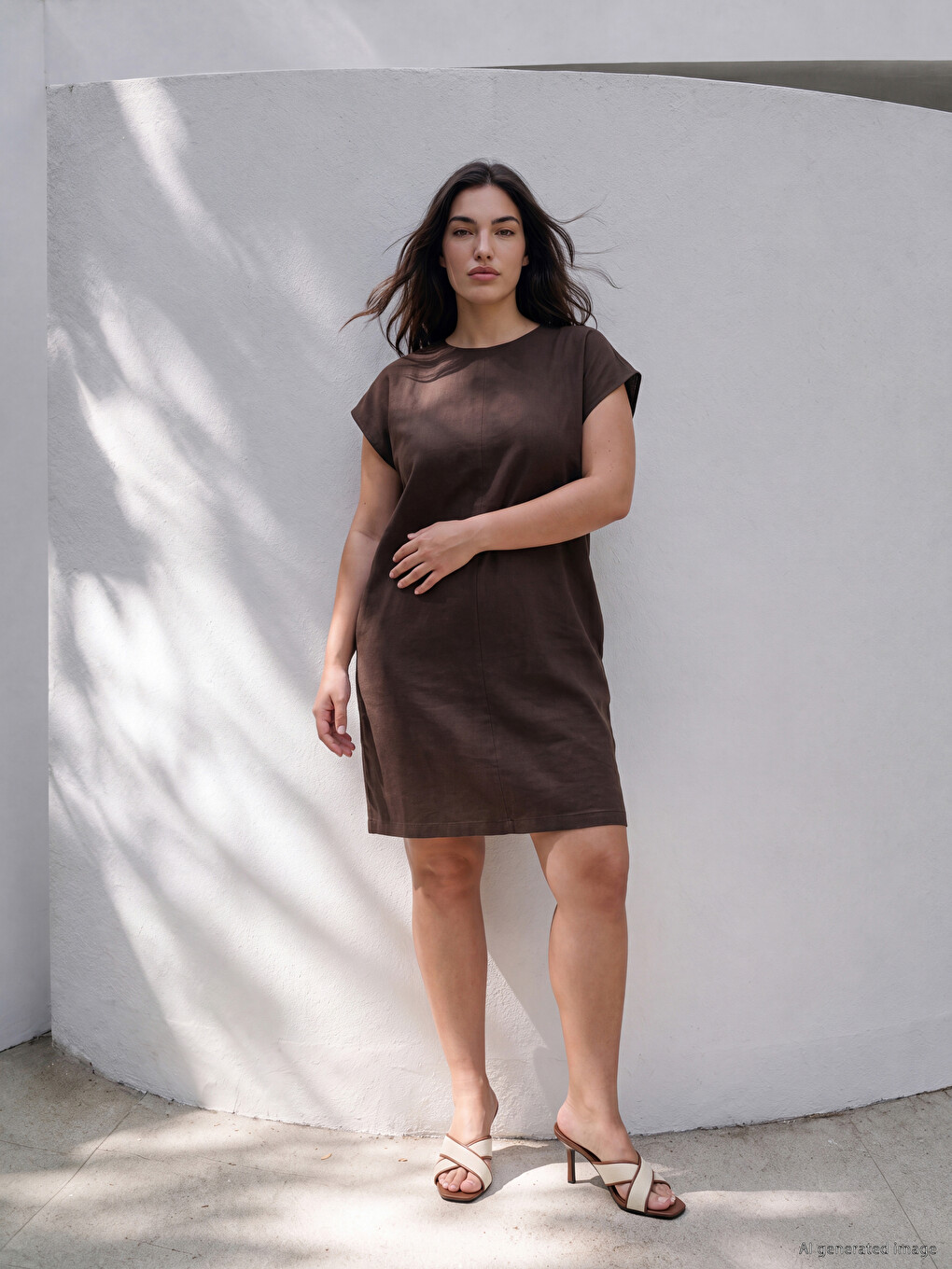 Crew Neck Linen Blend Mini Dress-6