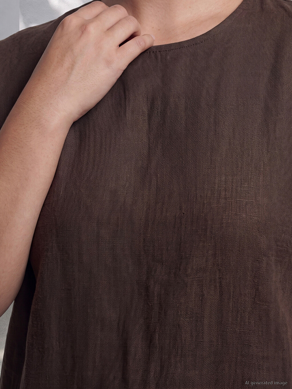 Crew Neck Linen Blend Mini Dress-7