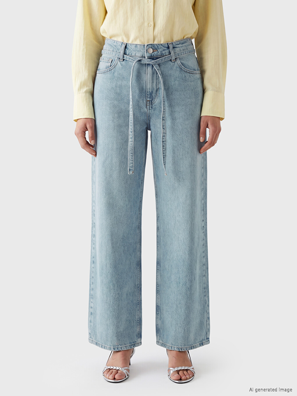 High Waisted Wideleg Women's Jeans-1