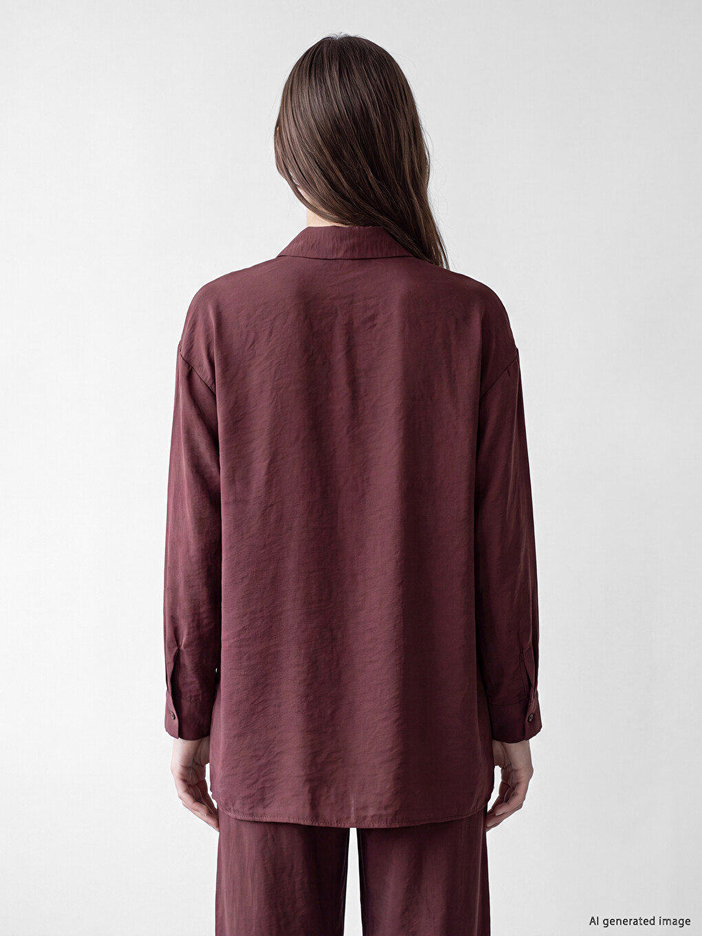 Bordo Nakışlı Modal Karışımlı Kadın Gömlek Tunik-3