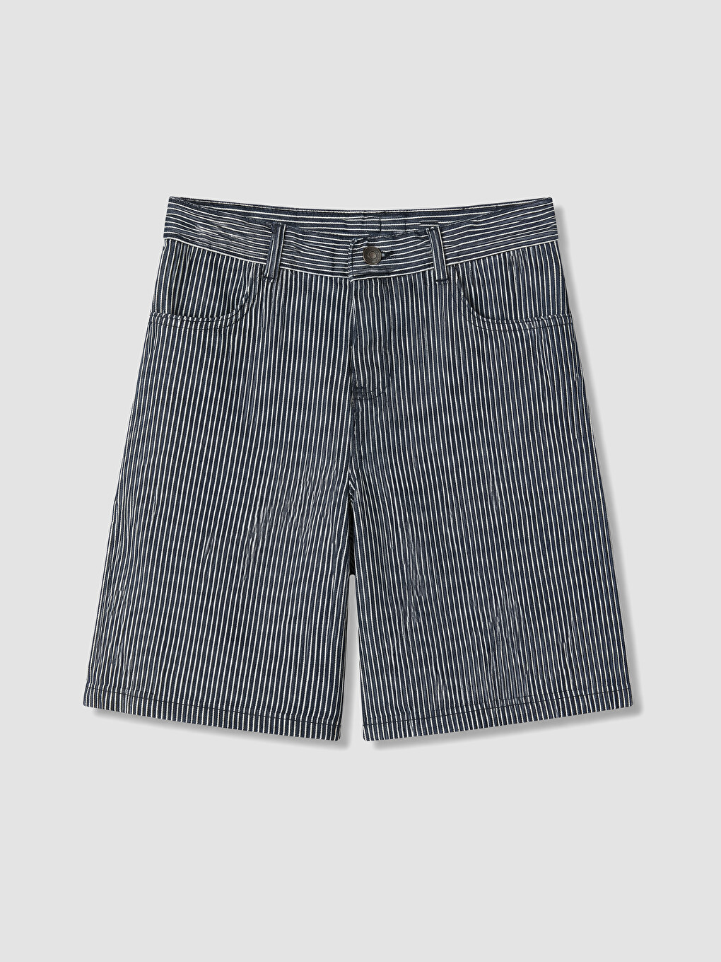 İndigo Regular Fit Çizgili Erkek Çocuk Jean Şortolon