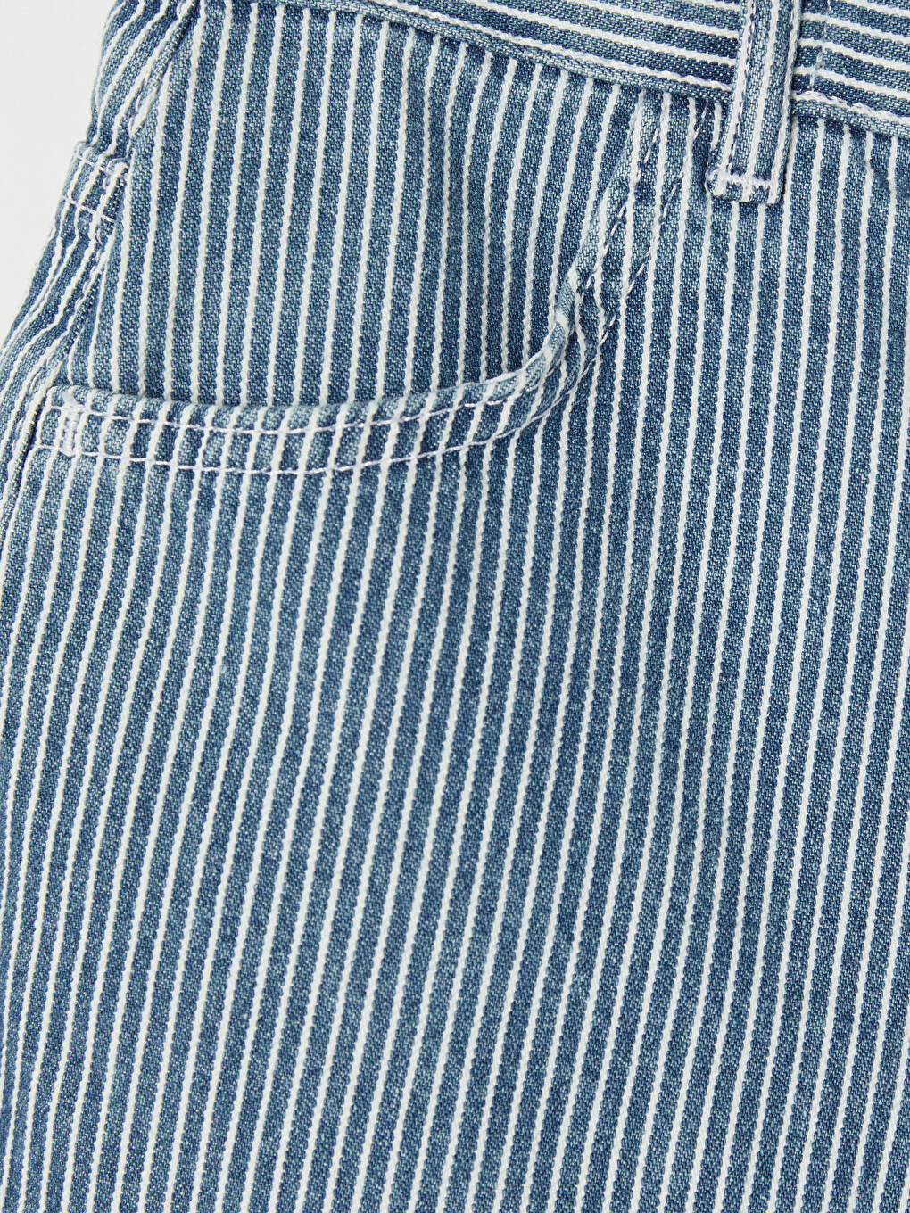İndigo Regular Fit Çizgili Erkek Çocuk Jean Şortolon-1