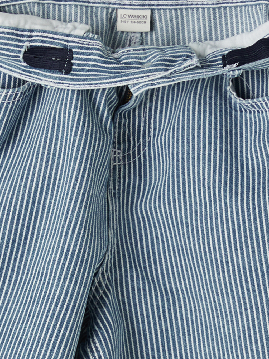 İndigo Regular Fit Çizgili Erkek Çocuk Jean Şortolon-2