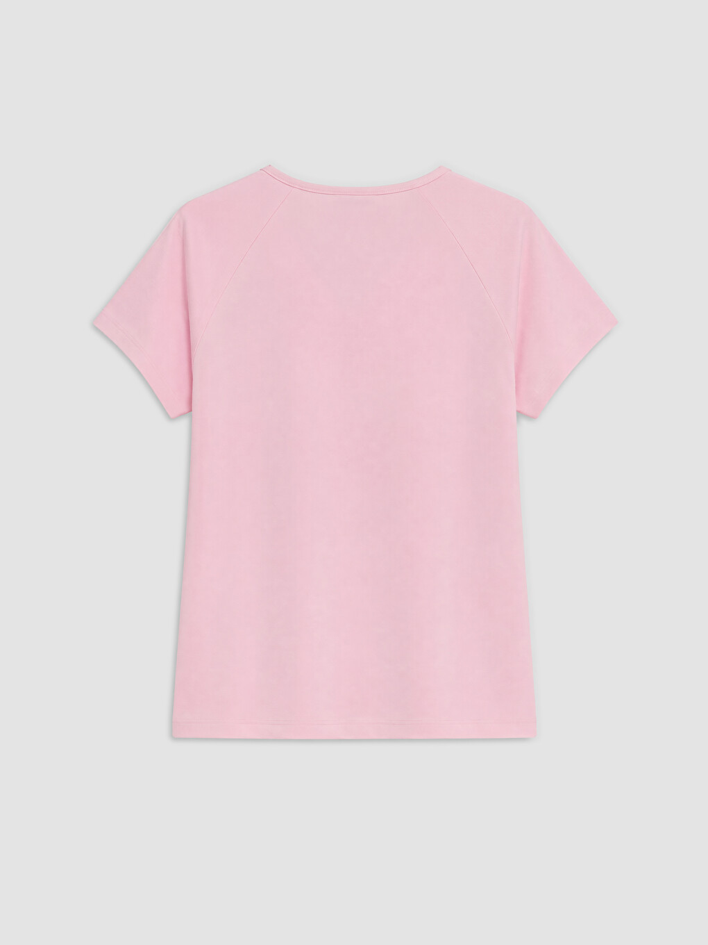 Pembe V Yaka %100 Pamuklu Kadın Tişört-1