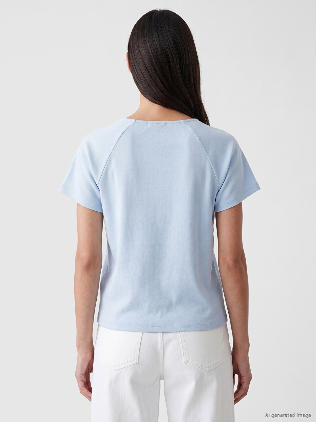V Neck 100% Cotton Women's T-shirt-3