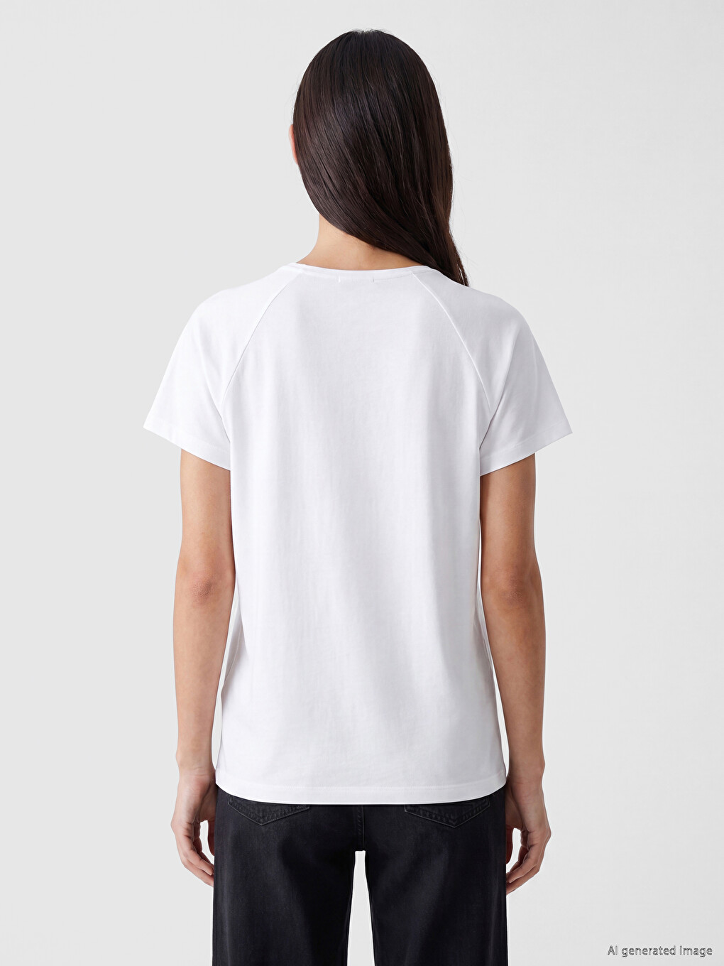 V Neck 100% Cotton Women's T-shirt-3