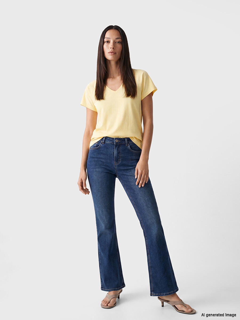 V Neck 100% Cotton Women's T-shirt-1