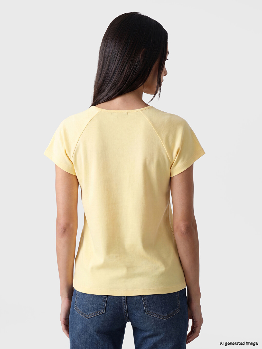 V Neck 100% Cotton Women's T-shirt-3