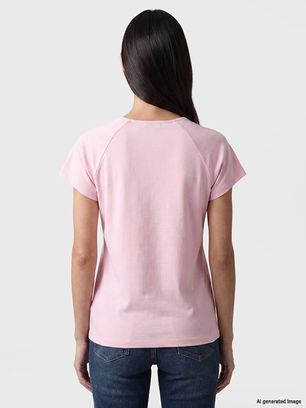 V Neck 100% Cotton Women's T-shirt-3