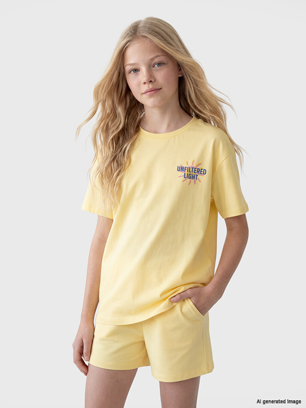 Crew Neck Printed Girls' T-shirt-1