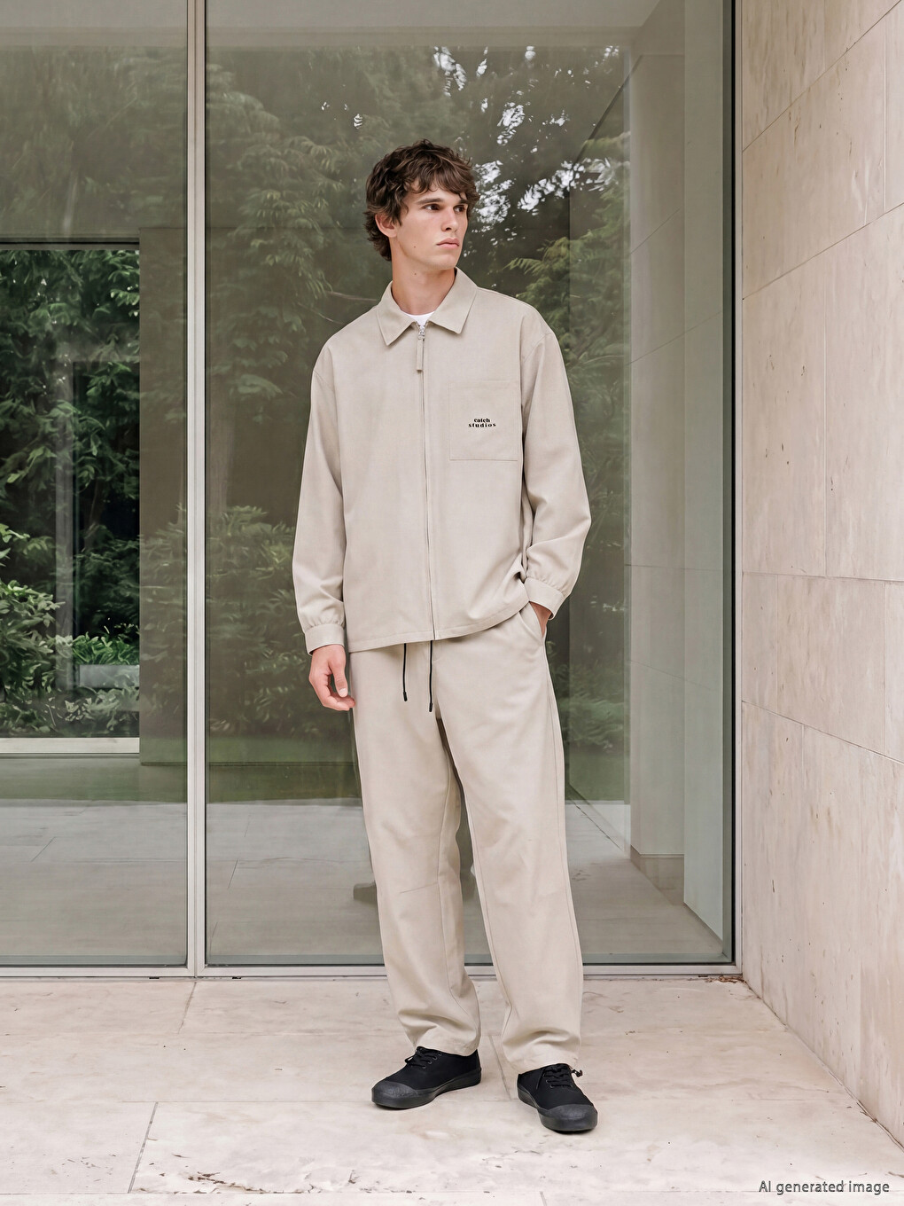 Bej Loose Fit Erkek Pantolon