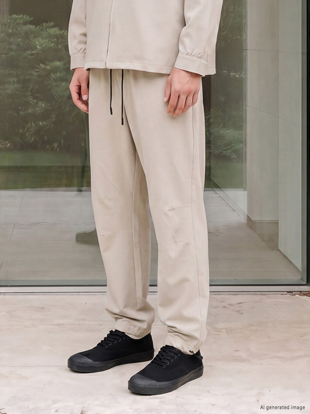 Bej Loose Fit Erkek Pantolon-1