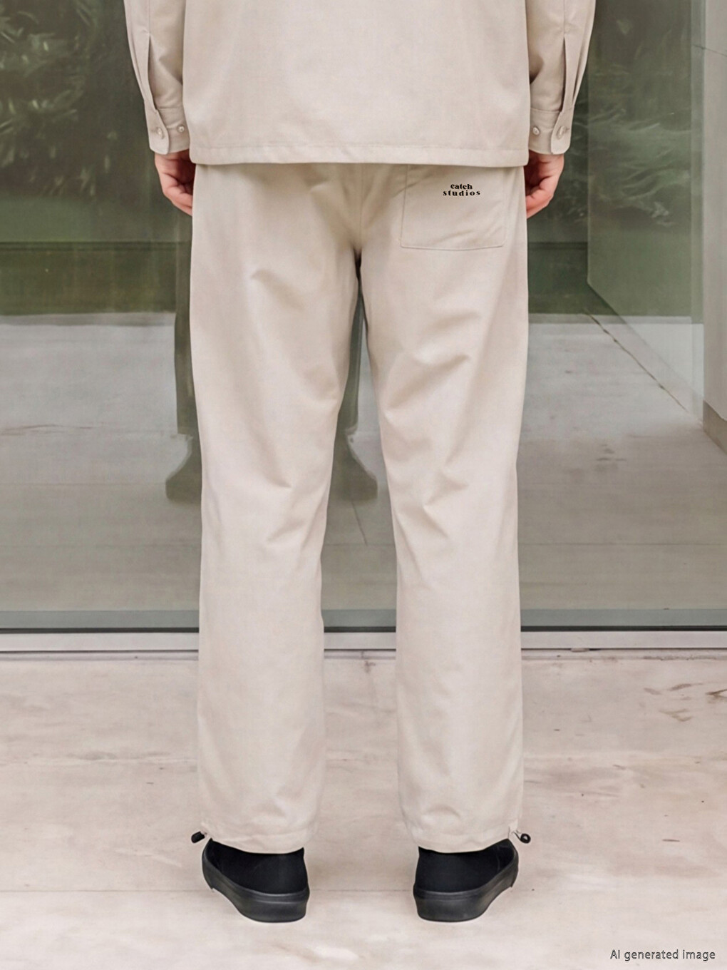 Bej Loose Fit Erkek Pantolon-2