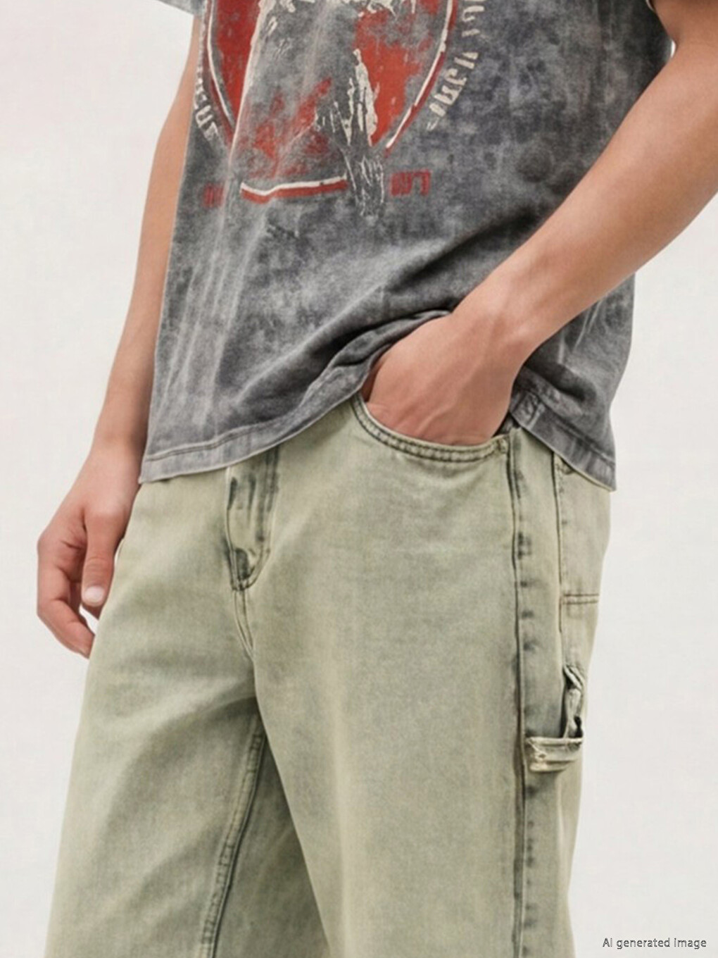 Antrasit Loose Fit Erkek Jean Pantolon-2