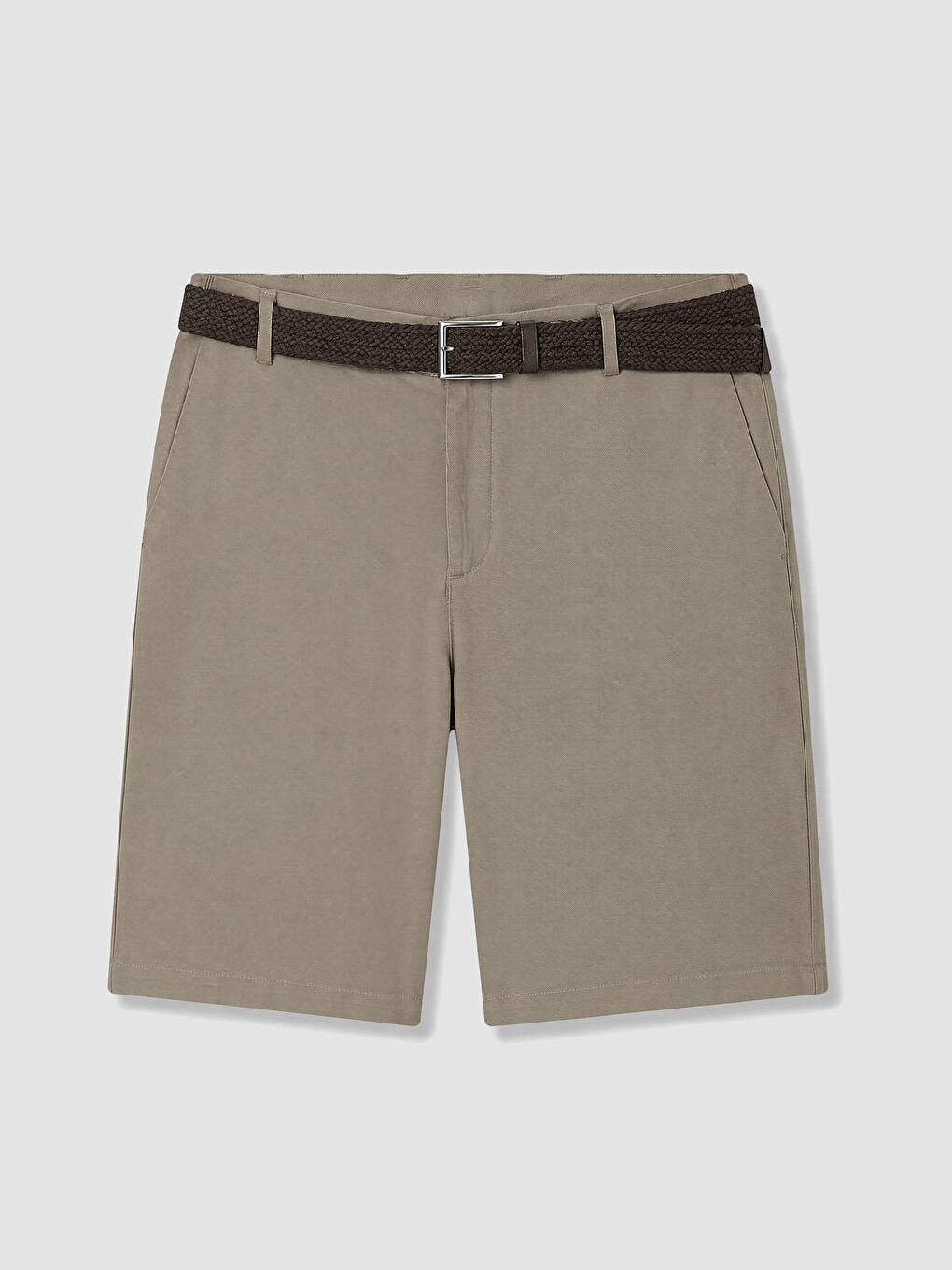 Haki Regular Fit Kemerli Erkek Şort-4