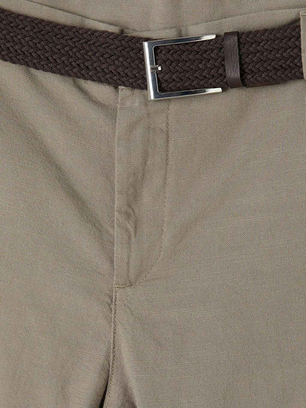 Haki Regular Fit Kemerli Erkek Şort-5