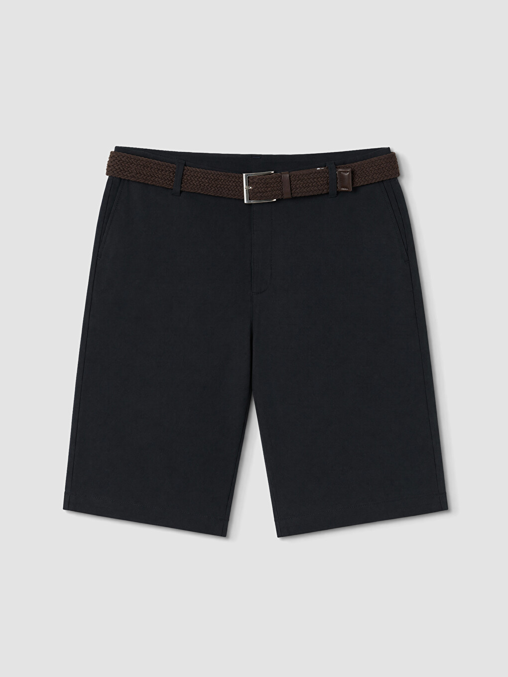 Lacivert Regular Fit Kemerli Erkek Şort