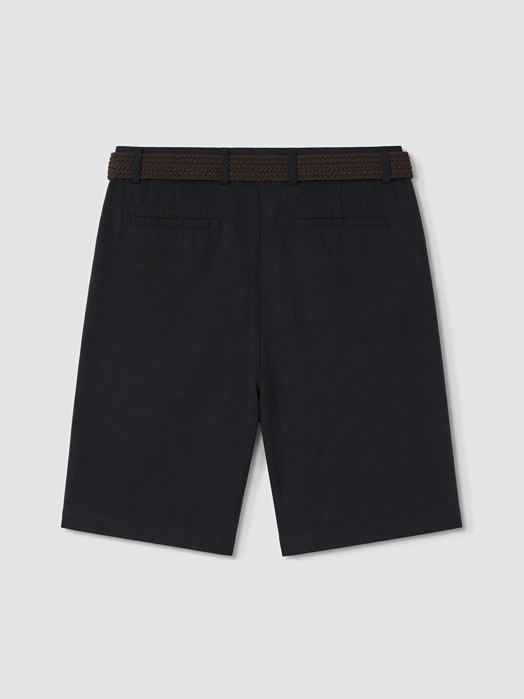 Lacivert Regular Fit Kemerli Erkek Şort-2