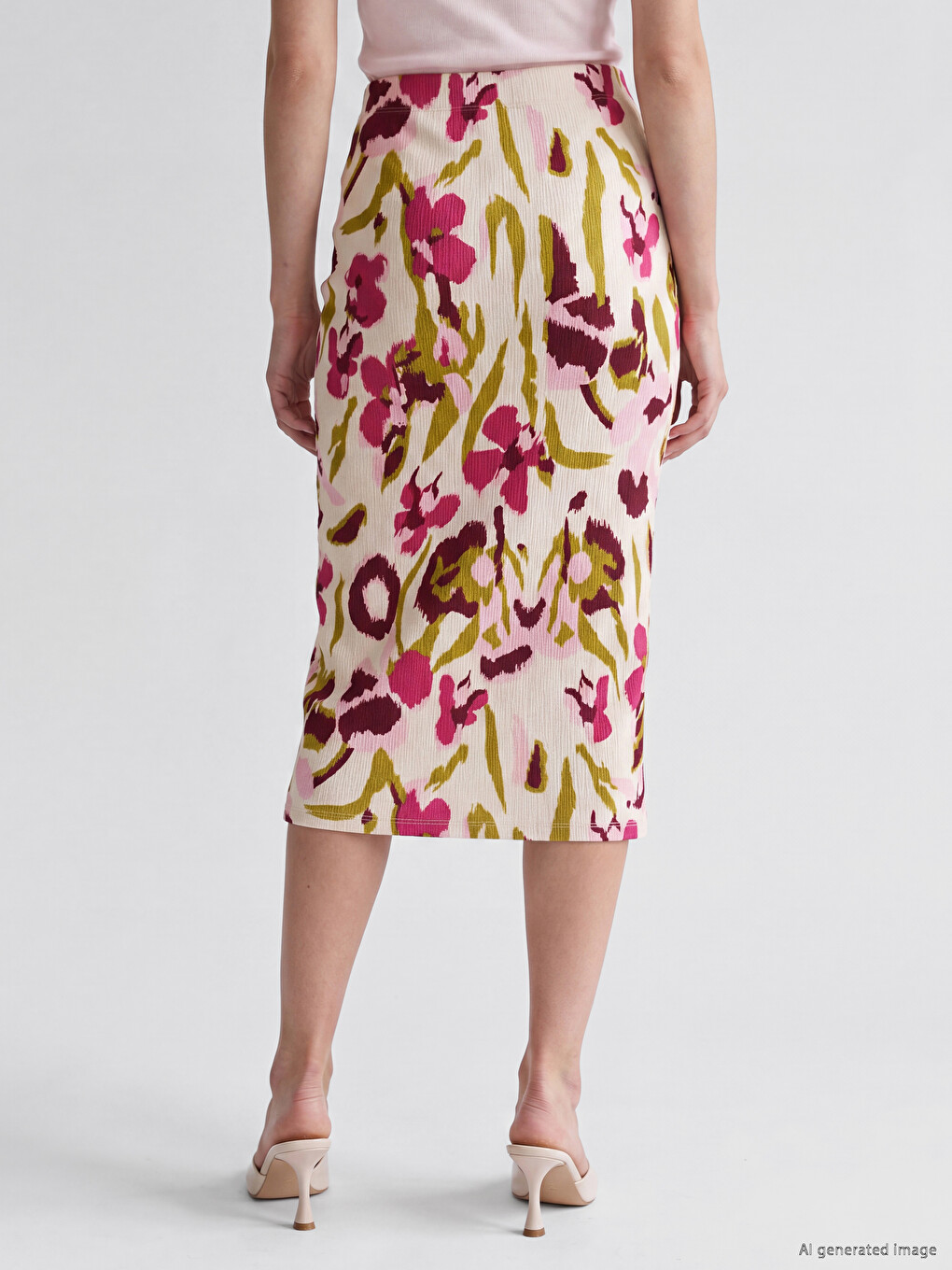 Jupe Fendue Froncée À Taille Élastique-4