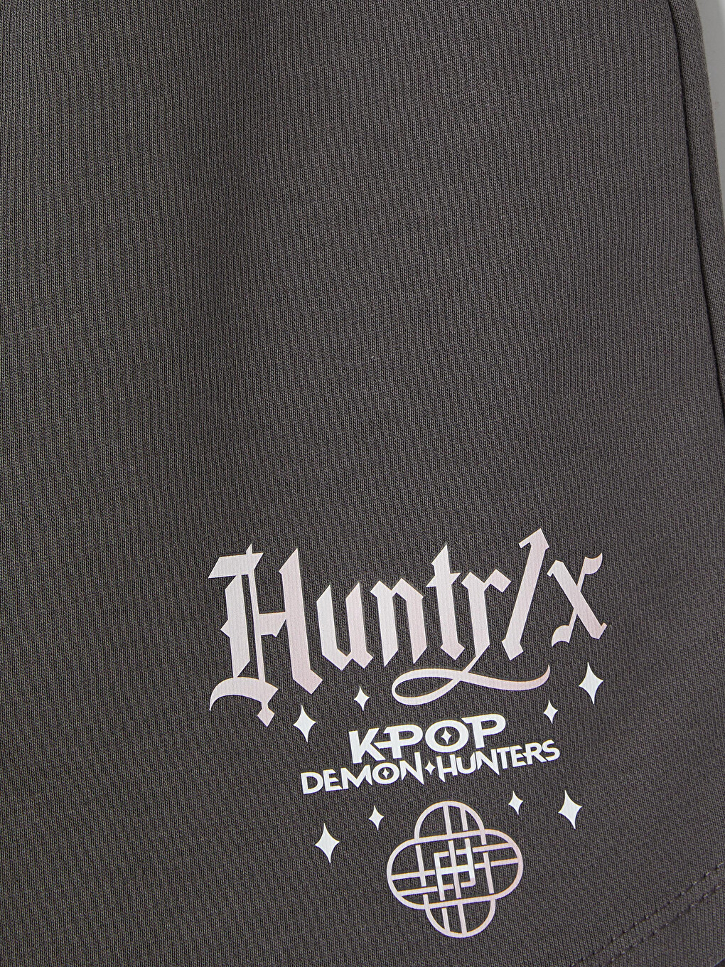 Gri K-pop Demon Hunters Baskılı Kız Çocuk Şort-1