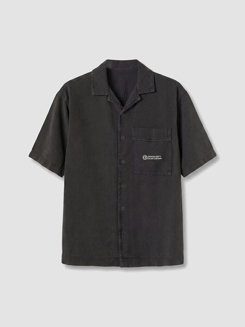 Gri Loose Fit Baskılı Erkek Gömlek-3