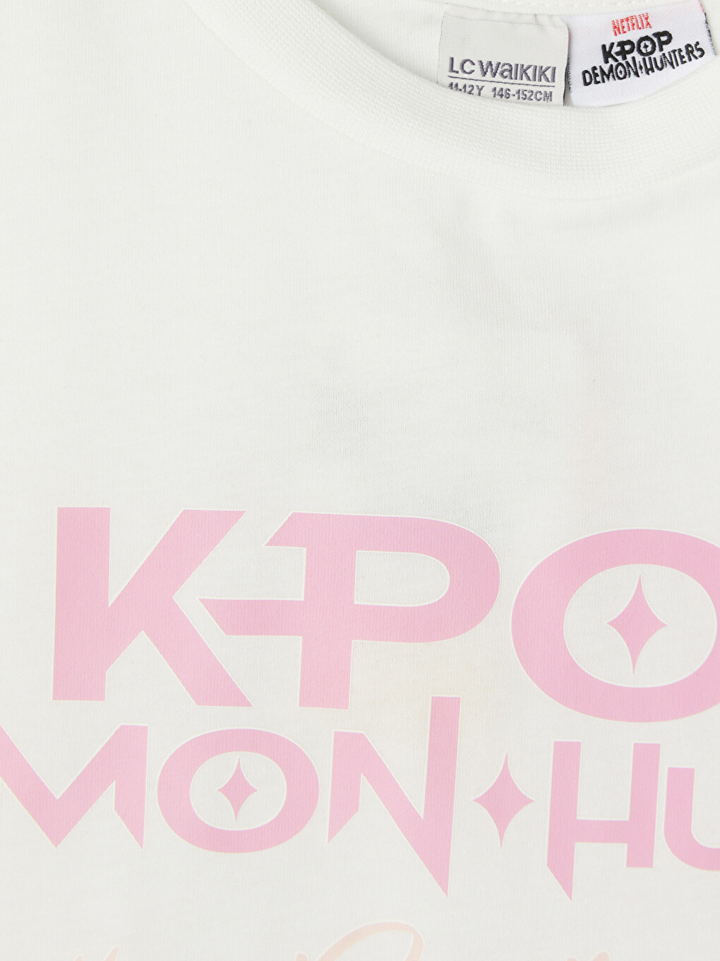 Beyaz K-Pop Demon Hunters Baskılı Kız Çocuk Tişört-2