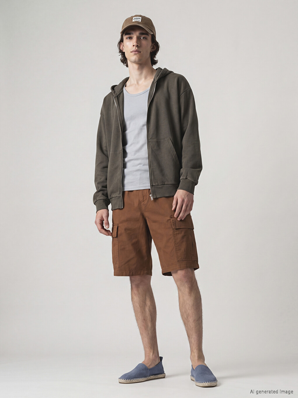 Kahverengi Loose Fit Erkek Kargo Şort