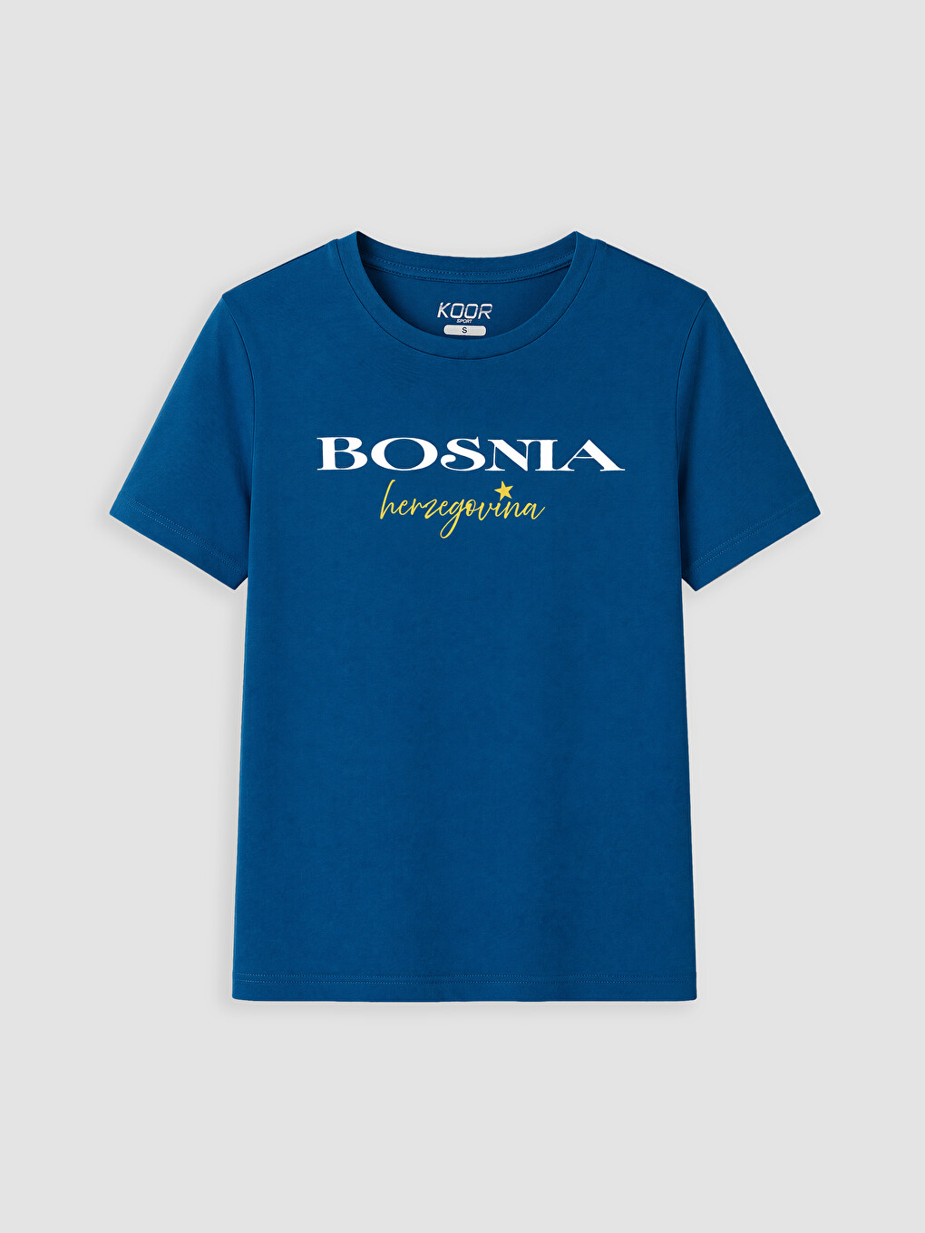 Mavi Bosna Baskılı %100 Pamuklu Kadın Tişört