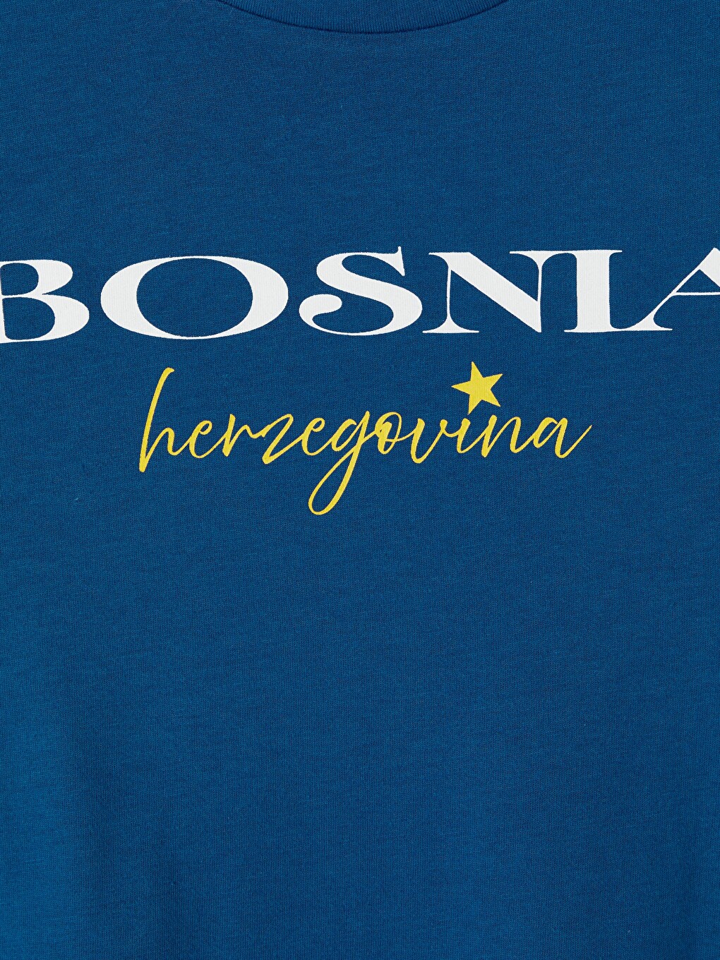 Mavi Bosna Baskılı %100 Pamuklu Kadın Tişört-1