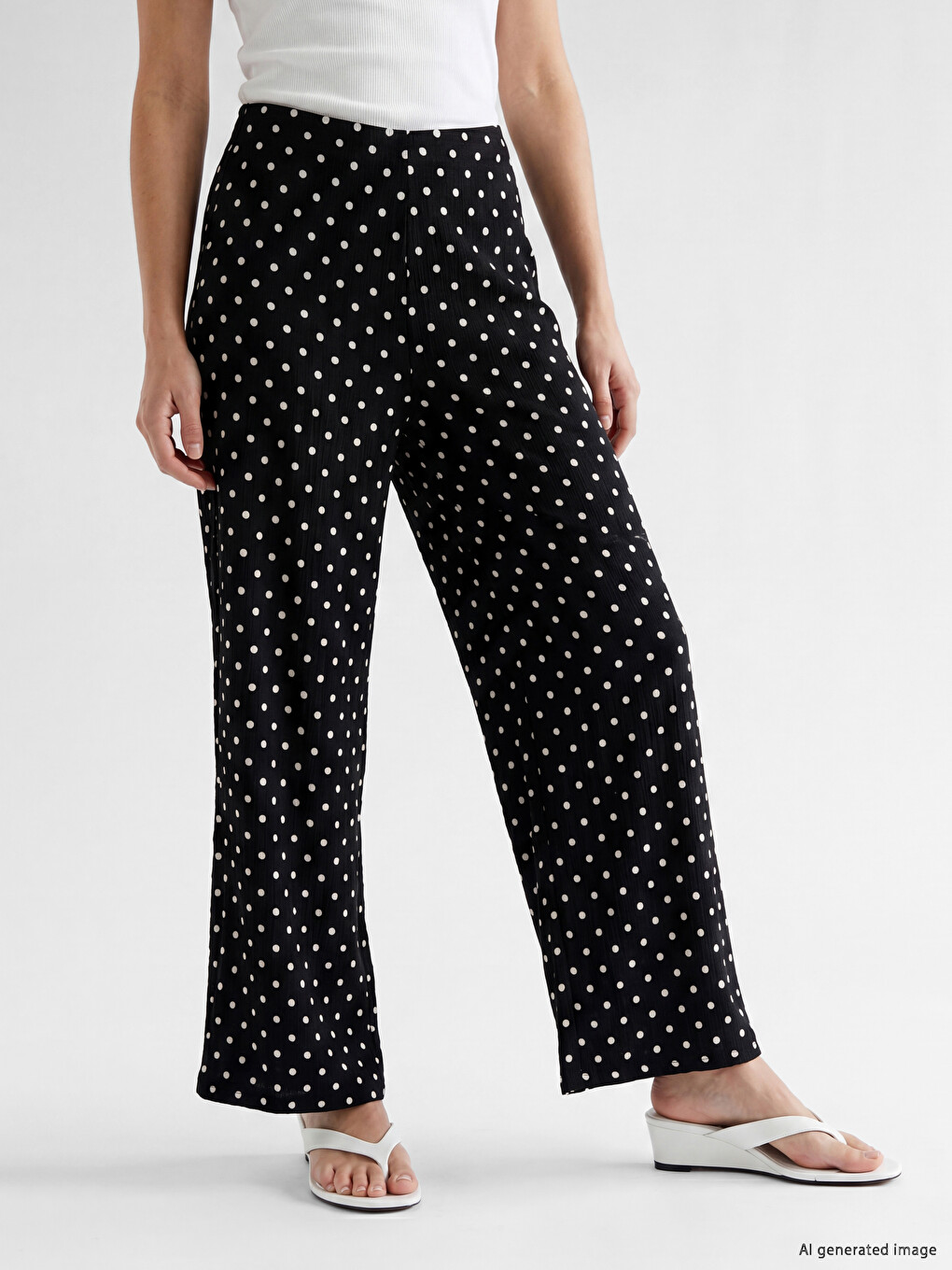 Elastic Waist Polka Dot Women's Trousers-1